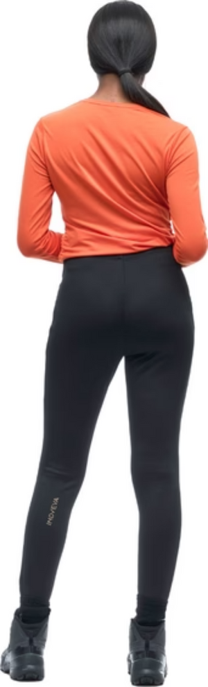 Indyeva Indygena Womens Rasar 4-Way Stretch Pants in Black Rear View with Logo on Calf | ScoutTech Outfitters