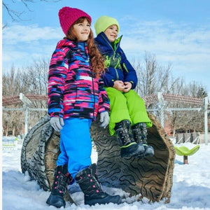 Kamik Boys The LUKE 4 Winter Boots Kids Youth -40C/F Blue Lifestyle Shot - Made in Canada | ScoutTech Outfitters