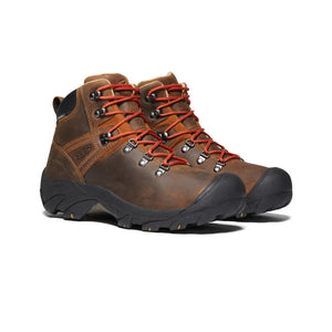 Keen Women's Pyranees Waterproof Leather Hiking Boots in Brown with Red Laces | ScoutTech Outfitters Mississauga Store