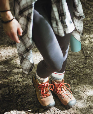 Keen Women's Pyranees Waterproof Leather Hiking Boots in Brown Lifestyle Image | ScoutTech Outfitters