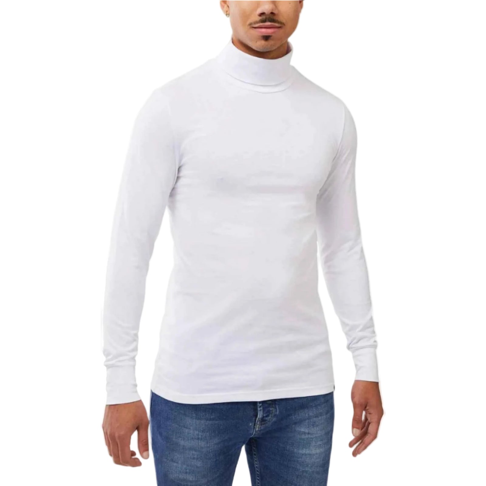 Kombi Men's Turtleneck Long Sleeve Casual Apres Ski Layer Tops in White Front | ScoutTech Outfitters