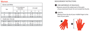 Kombi Women's Down Advantage Gloves Sizing Chart - ScoutTech Outfitters