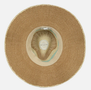 Kooringal Women's Carmela Wide Brim Woven Paper Straw Sun Hat in Tea Under Brim View | ScoutTech Outfitters Mississauga Store