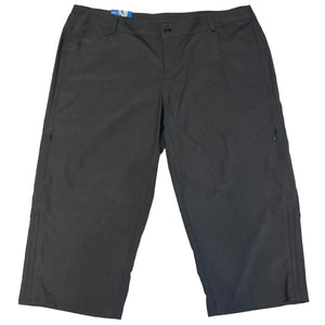 Kuhl Women's Trekr Kapri Bottoms in Grey Front Capri View Showing 2 Front Pockets, 2 Side Zipper Pockets, Snap Fly Closure and Riveted Belt Loops | ScoutTech Outfitters Mississauga Store