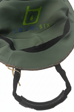 Level Six Universal Neoprene Juice-Lite Kayak Spray Skirts Close up of Release Handle and Logo | ScoutTech Outfitters Mississauga Store