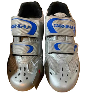 Louis Garneau Unisex Roady 2 Road Cycling Shoes Ergo Air in Silver and Blue with Dual Hook and Loop Closures and Mesh Ventilation NEW | ScoutTech Outfitters Mississauga Store