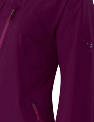 Mammut Women's Misaun GTX Insulated Winter Jacket in Purple Close up of Logo | ScoutTech Outfitters