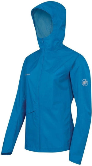 Mammut Women's Rainspeed MTR 201 Minimalist Wind & Rain Jackets in Imperial Blue Showing Reflective Logos | ScoutTech Outfitters Mississauga Store