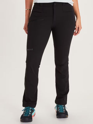Marmot Women's Scree Durable Stretch Softshell Pants in Black on Model | ScoutTech Outfitters Mississauga
