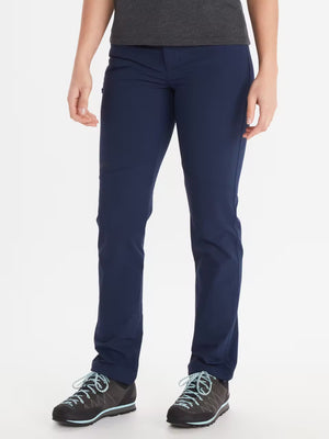 Marmot Women's Scree Durable Stretch Softshell Pants in Blue on Model | ScoutTech Outfitters Mississauga