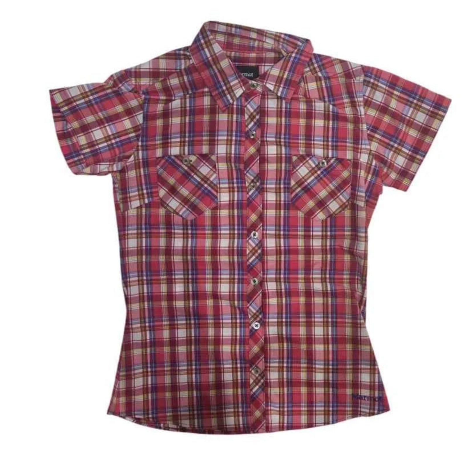 Marmot Women's Cassidy Button Up Short Sleeve Shirt in Red Plaid Size XS | ScoutTech Outfitters Mississauga Store