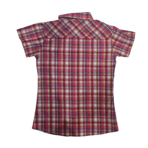 Marmot Women's Cassidy Button Up Short Sleeve Shirt in Red Plaid Back Side Size XS | ScoutTech Outfitters Mississauga Store