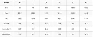Marmot Women's Thermal Performance Base-layer Stretch Tights Size Chart | ScoutTech Mississauga