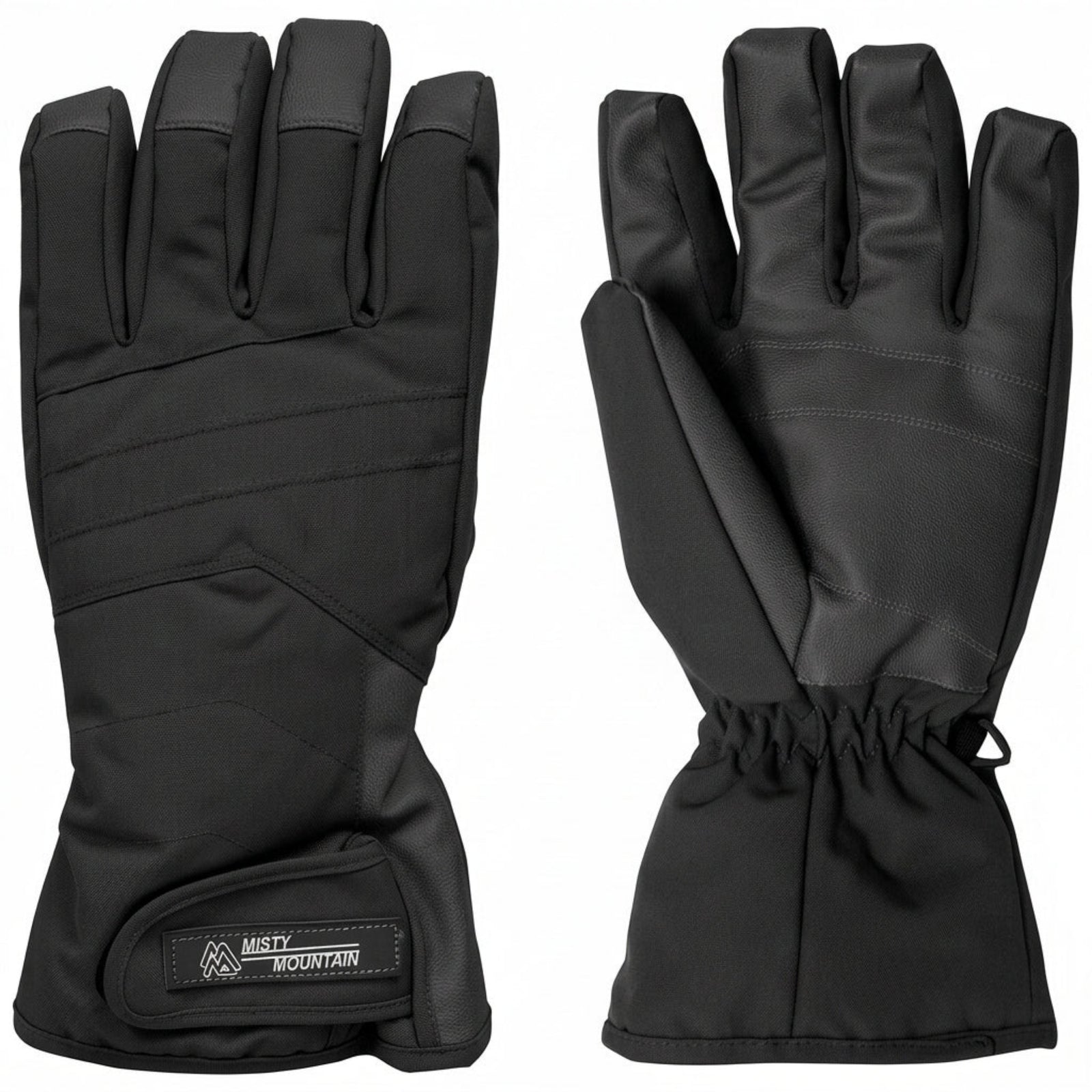 Misty Mountain Thinsulate Reflective Lined Gloves in Solid Black Showing 1 Palm Up and 1 Palm Down | ScoutTech Outfitters