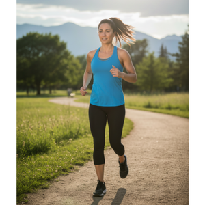 Mountain Hardwear Women's Mighty Activa Performance Tank Tops in Blue on a Model | ScoutTech Outfitters Mississauga Store