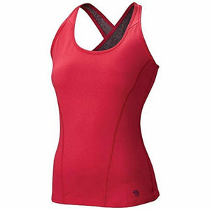 Mountain Hardwear Women's Mighty Activa Performance Tank Tops in Rose Pink Front View Showing Stitched Bolt Label | ScoutTech Outfitters
