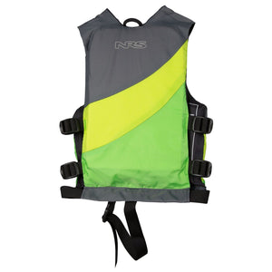 NRS Children's Crew PFD Life Jackets in Green and Grey Back View | ScoutTech Outfitters Mississauga Store