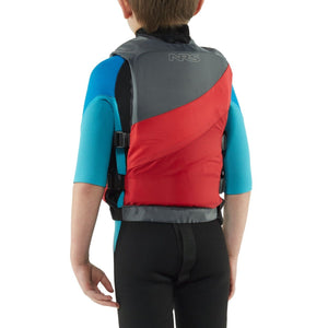 NRS Children's Crew PFD Life Jackets in Red Rear View On Model | ScoutTech Outfitters Mississauga Store