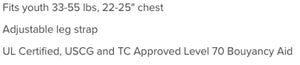 NRS Crew Child PFD's Size Chart - ScoutTech