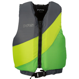 NRS Crew Youth PFD's UL & ULC Approved Green and Grey Front | ScoutTech Outfitters Mississauga Store
