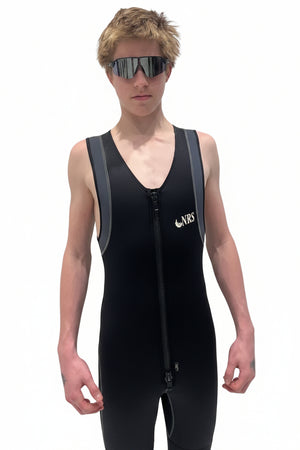 NRS Farmer John Wetsuit 3MM Sleeveless Neoprene with Front Full-Zip in Black and Grey Arm Accents | ScoutTech Outfitters