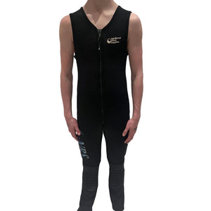NRS Men's 3mm Farmer John Neoprene Black Wetsuit Front View on Model | ScoutTech Outfitters Store