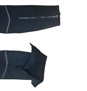 NRS Men's 3.0 Farmer John Neoprene Wetsuits in Black Close Up Of Ankle Zippers | ScoutTech Outfitters
