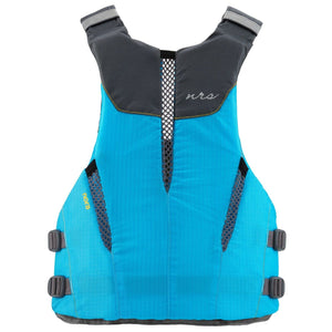 NRS Nora Women's Specific Fit PFD's Back View in Blue with Grey Accents | ScoutTech Outfitters Mississauga Store