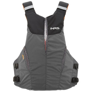 NRS Oso Men's PFD Vests Back View in Grey with Logos and Mesh Venting And Adjuster Toggles And Reflective Hits | ScoutTech Outfitters