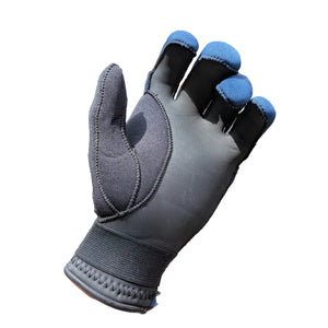 NRS Unisex Naturals 3MM Neoprene Paddling Gloves in Blue and Grey Grippy Palm View | ScoutTech Outfitters