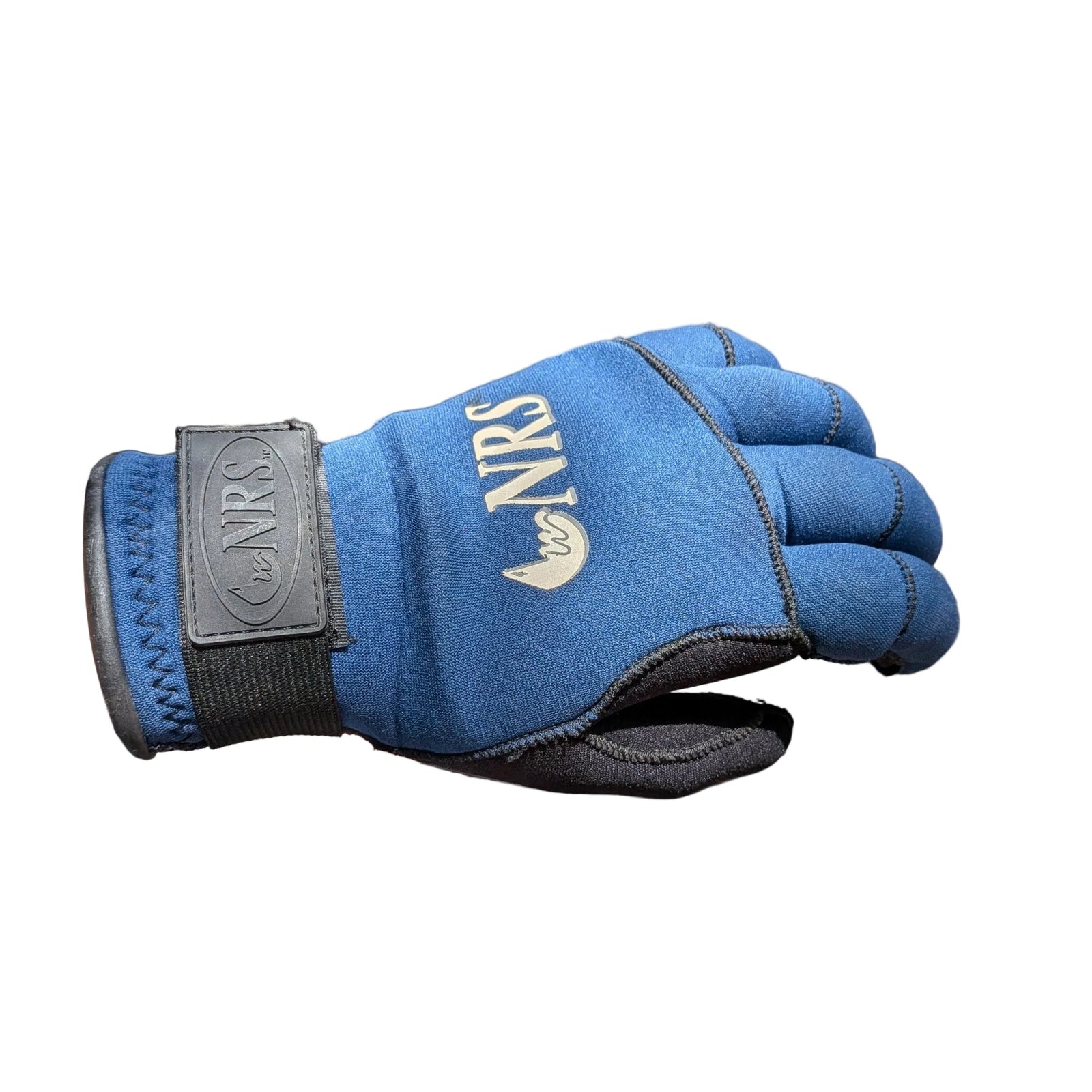 NRS Unisex Naturals 3MM Neoprene Paddling Gloves in Blue and Grey with White Reflective Logo | ScoutTech Outfitters Mississauga Store          
