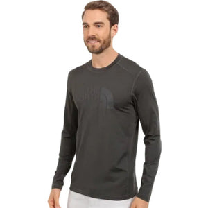 North Face Men's Long Sleeve Sink or Swim Rash Guard T-Shirts in Grey Front View Showing Logo on Chest | ScoutTech Outfitters