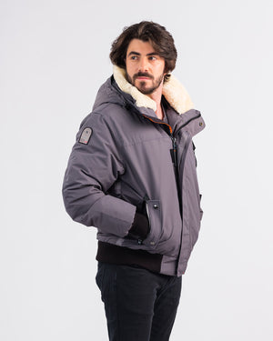 Outdoor Survival Canada OSC Men's Desna -20C Urban Shearling Down Bomber Jacket Charcoal Grey 