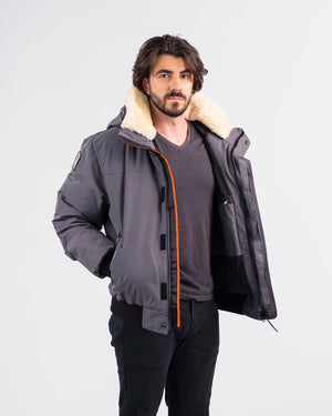 Outdoor Survival Canada OSC Men's Desna -20C Urban Shearling Down Bomber Jacket Charcoal