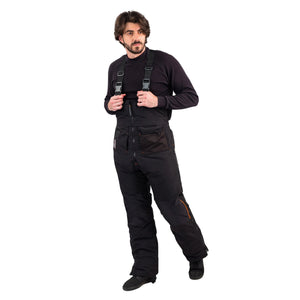 Outdoor Survival Canada OSC Unisex Klin Down Bib Pants in Black on Male Model | ScoutTech Outfitters Mississauga Store