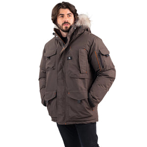 Outdoor Survival Canada OSC Men's Kanti -40 Down Parka in Steel Grey Left View | ScoutTech Outfitters