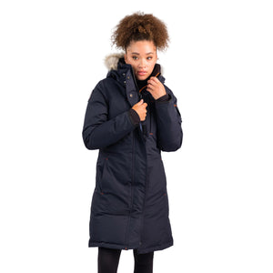OS1081 Outdoor Survival Canada OSC Women's Nisto -40°C/F Down Parka in Cold Lake Blue Front Pose on a Model | ScoutTech Outfitters Mississauga Store