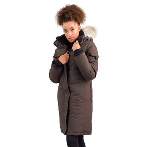 Outdoor Survival Canada OSC Women's Nisto -40°C/F Down Parka in Steel Grey Front Left View on a Model | ScoutTech Outfitters Mississauga Store