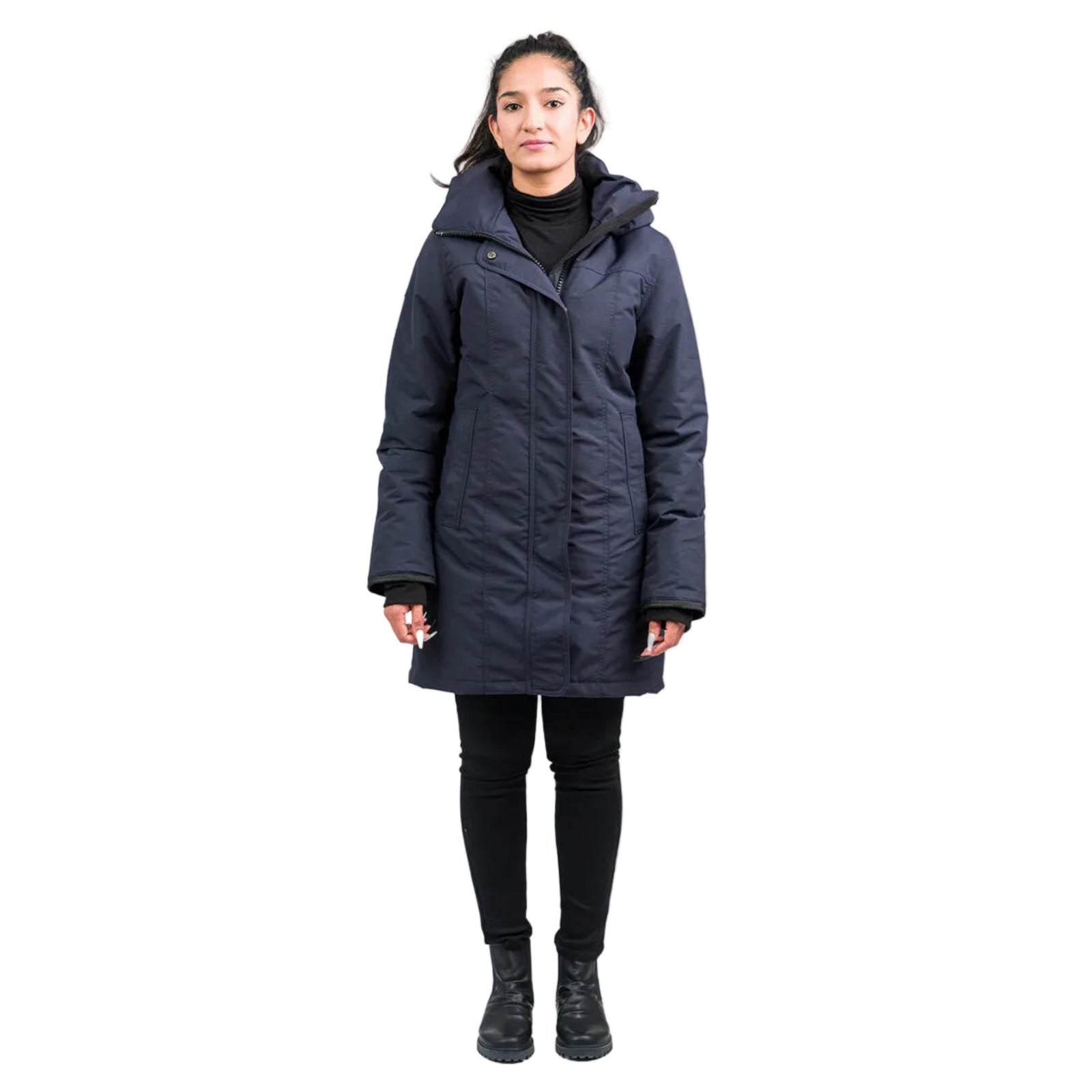 Outdoor Survival Canada OSC Women's Hai -15°C Down Parka in Cold Lake Blue on a Female Model | ScoutTech Outfitters Mississauga Store