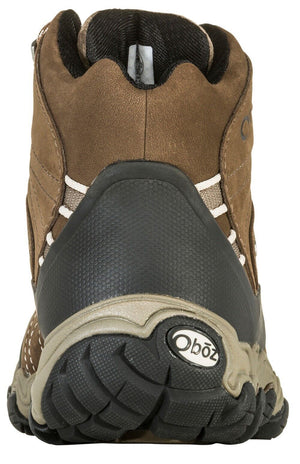 Oboz Women's Bridger Mid B-Dry Waterproof Leather Hiking Boots in Brown Heel View | ScoutTech Outfitters Mississauga Store