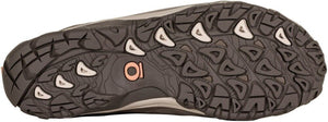 Oboz Women's Ousel Low B-Dry Waterproof Hiking Shoes in Grey View of Tread on Sole | ScoutTech Outfitters Mississauga Store