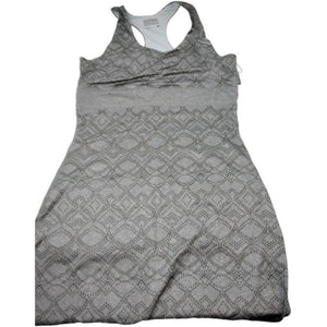 Outdoor Research Women's Trance Dress  Size 8 in Grey Front View and Straps while Laying Flat on a white background | ScoutTech Outfitters