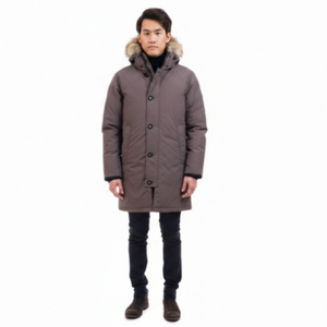 Outdoor Survival Canada OSC Men's Nevluk UC -20C Urban Coyote Down Parka on model in Charcoal Grey Front View | ScoutTech Outfitters 