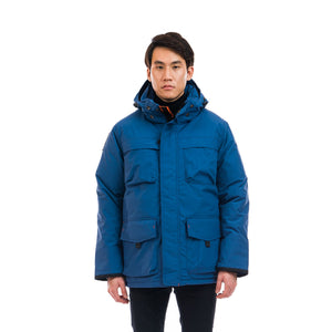 Outdoor Survival Canada OSC Men's Akiak -40 Down Parka Indigo Blue on Model Front | ScoutTech Outfitters Mississauga Store
