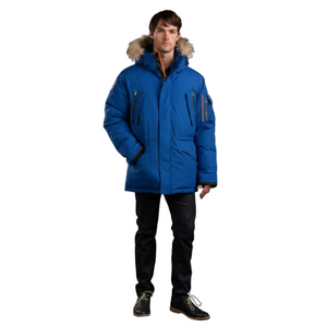 Outdoor Survival Canada OSC Men's Atim -40 Down Parka on Model in Arctic Blue Front Side | ScoutTech Outfitters Mississauga Store
