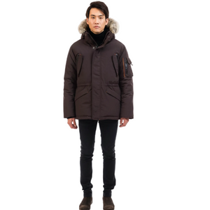 Outdoor Survival Canada OSC Men's Atim -40 Down Parka on Model in Chestnut Brown Front Side | ScoutTech Outfitters Mississauga