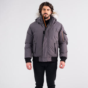 Outdoor Survival Canada OSC Men's Desna UC -20C Urban Coyote Down Bomber Jacket in Steel Grey Front View | Scouttech Outfitters Mississauga 