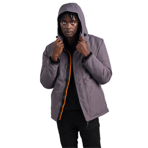 Outdoor Survival Canada OSC Men's Iqniq -20°C Urban Down Parka in Charcoal Grey Front View on Model | ScoutTech Outfitters Mississauga Store