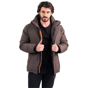 Outdoor Survival Canada OSC Men's Iqniq -20°C Urban Down Parka in Steel Grey Front on Model Casually Unzipped | ScoutTech Outfitters