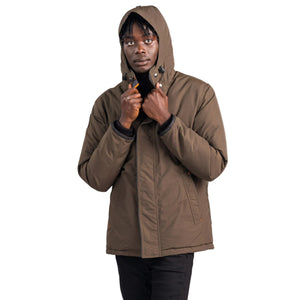 Outdoor Survival Canada OSC Men's Iqniq -40C/F Down Parka in Alpine Moss Front Side with Hood On | ScoutTech Outfitters Mississauga Store